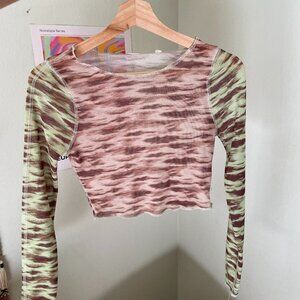 Pacsun mesh long sleeve crop top - rave festival retro y2k style